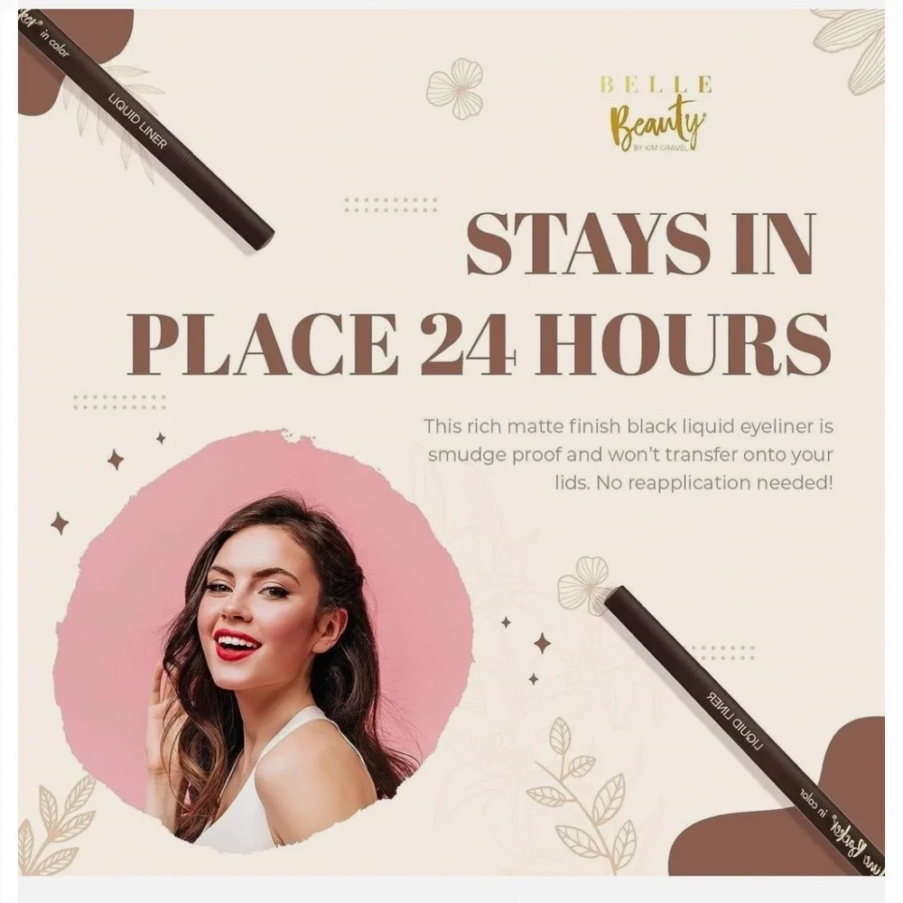 Belle Beauty Line Backer Waterproof Liquid Eyeliner‎ Pen 24hr Wear Deep Brown